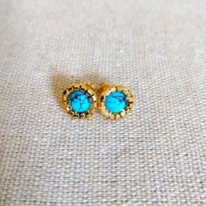 18 KT Gold over Titanium with blue turquoise earrings